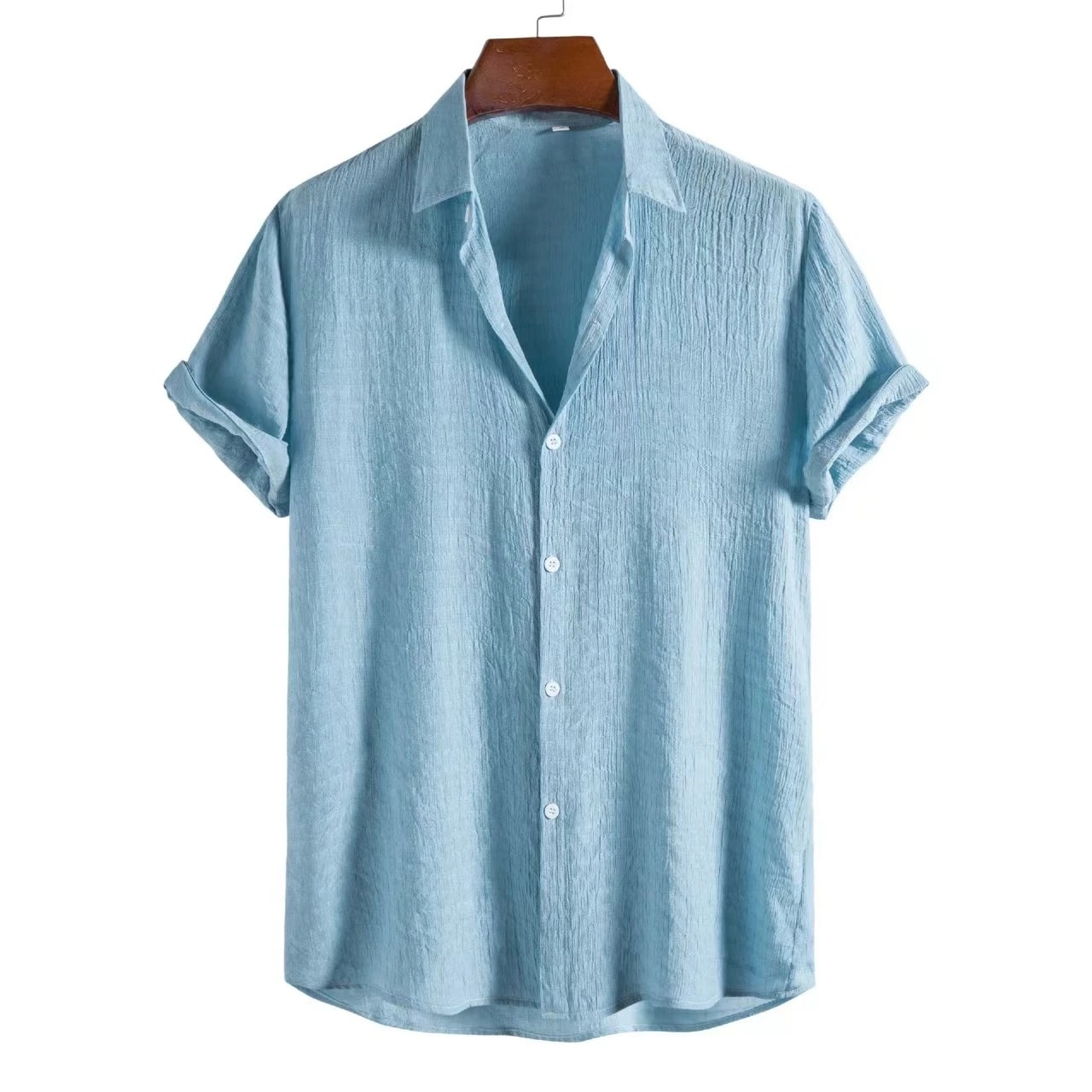 100% Cotton Linen Shirt Men Summer Short Sleeve Male T-shirts Breathable Tops Tee White Clothing Casual Fashion Shirts For Men 3