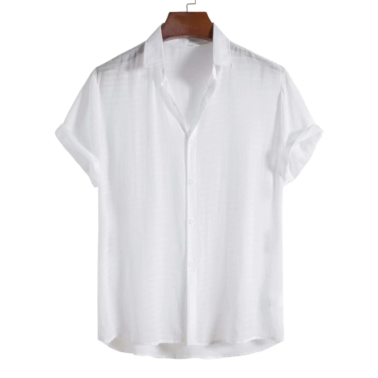 100% Cotton Linen Shirt Men Summer Short Sleeve Male T-shirts Breathable Tops Tee White Clothing Casual Fashion Shirts For Men