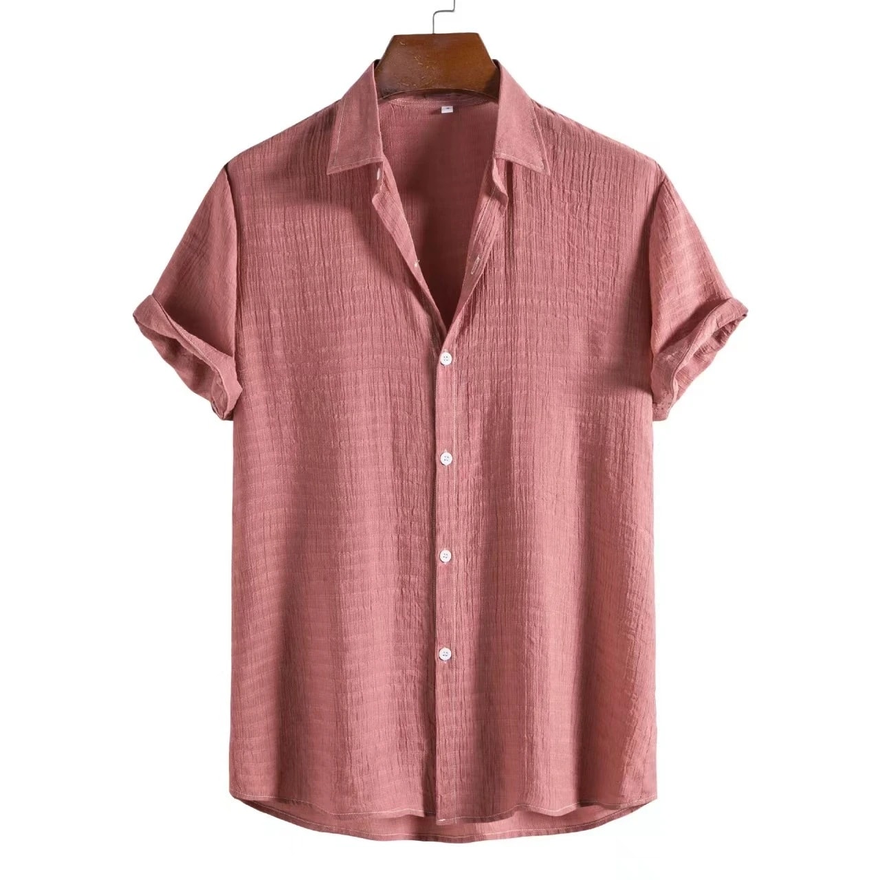 100% Cotton Linen Shirt Men Summer Short Sleeve Male T-shirts Breathable Tops Tee White Clothing Casual Fashion Shirts For Men 4