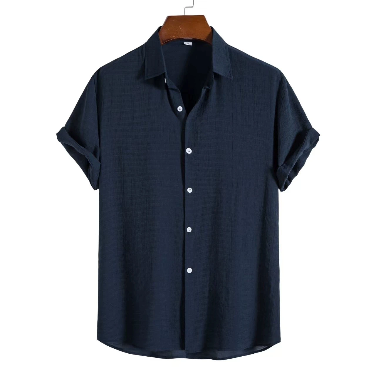 100% Cotton Linen Shirt Men Summer Short Sleeve Male T-shirts Breathable Tops Tee White Clothing Casual Fashion Shirts For Men 6