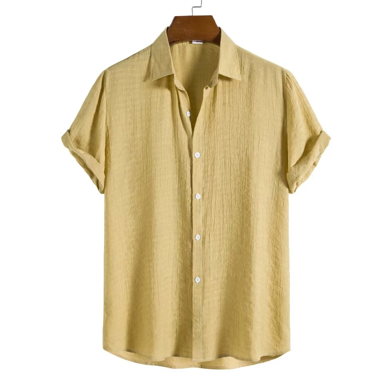 100% Cotton Linen Shirt Men Summer Short Sleeve Male T-shirts Breathable Tops Tee White Clothing Casual Fashion Shirts For Men 8
