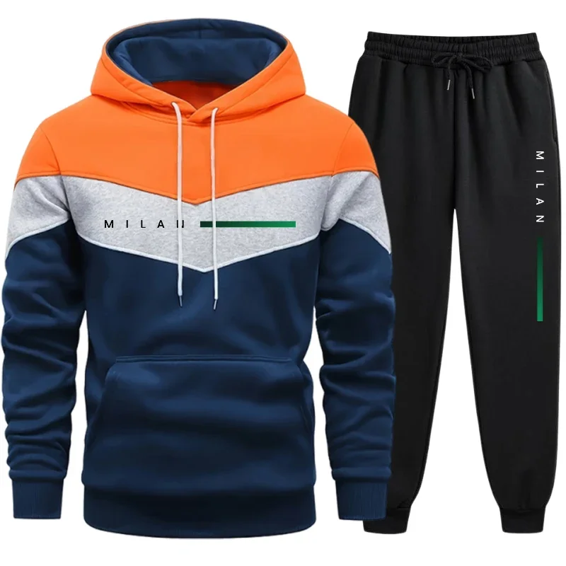 Milan Printed Mens Tracksuit Casual Hooded Sweatshirt 2 Pcs Set Jogging Men's Clothing Outdoors Sports Suit Hot Sales Streetwear 4
