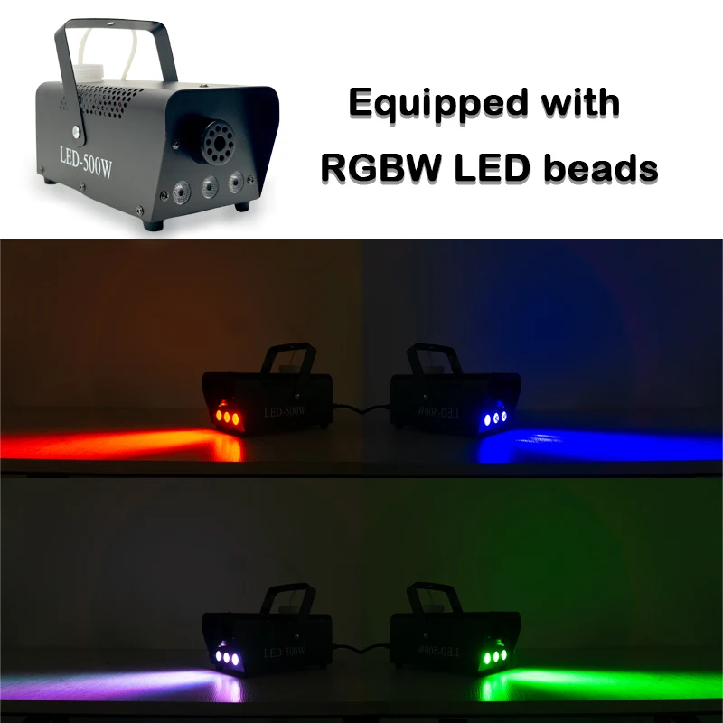 New Remote control LED 500W smoke machine RGBW Mixed color fog machine professional smoke ejector stage equipment LED fogger 3