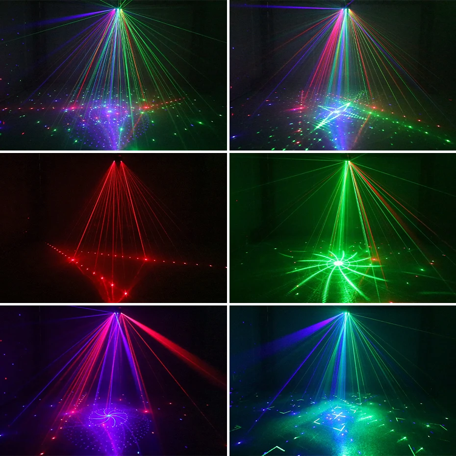 ALIEN 21 Hole RGB Party DJ Disco Beam Patterns Stage Laser Light Projector RGB UV LED Strobe Sound Party Holiday Wedding Lamp 4