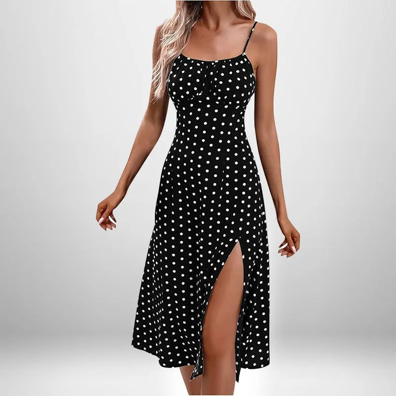 Women Elegant Floral Beach Vacation Streetwear Sexy Low Cut Beach Party Slim Slit Dress Chic Bodycon Lady Sleeveless Vestidos 12