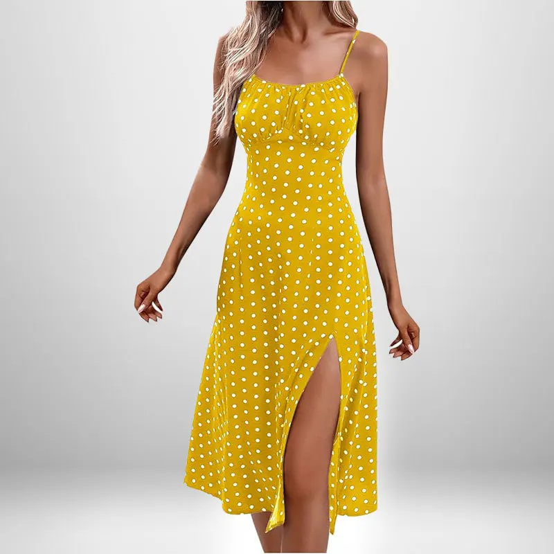 Women Elegant Floral Beach Vacation Streetwear Sexy Low Cut Beach Party Slim Slit Dress Chic Bodycon Lady Sleeveless Vestidos 15