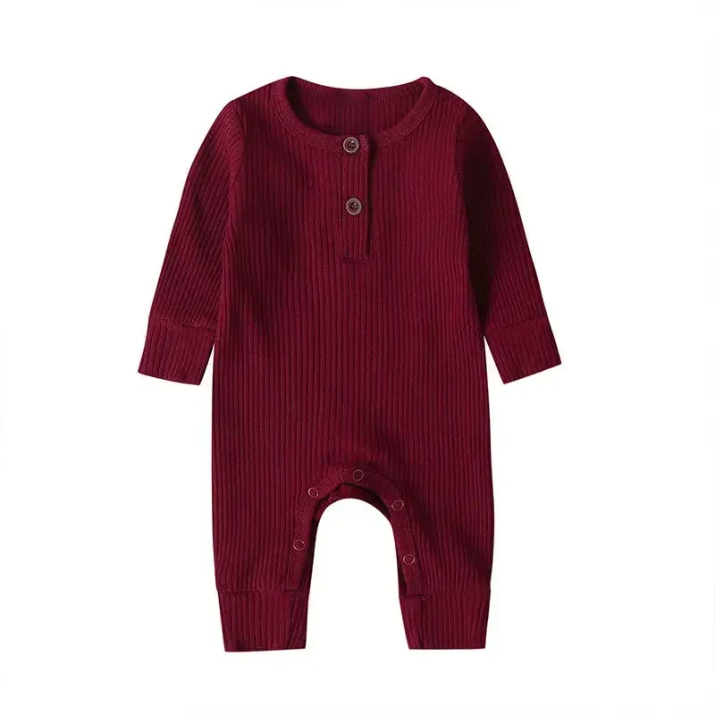Spring Autumn Newborn Infant Baby Boys Girls Full Sleeve Rib Cotton Romper Playsuit Jumpsuit 6