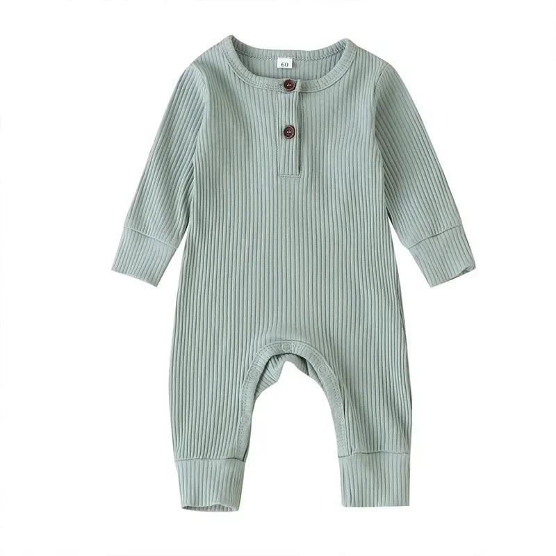 Spring Autumn Newborn Infant Baby Boys Girls Full Sleeve Rib Cotton Romper Playsuit Jumpsuit 3