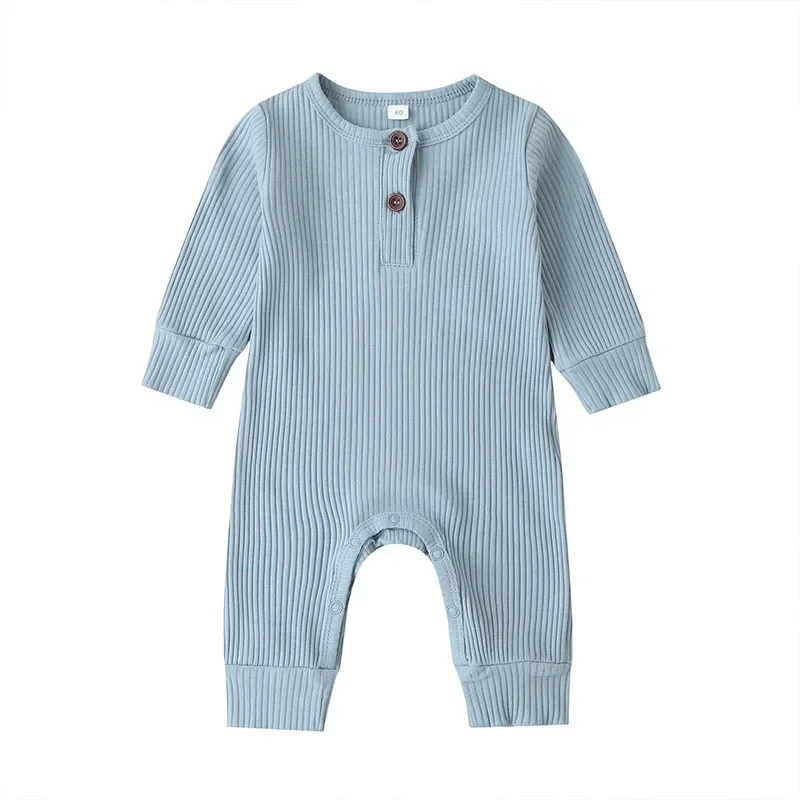 Spring Autumn Newborn Infant Baby Boys Girls Full Sleeve Rib Cotton Romper Playsuit Jumpsuit 4